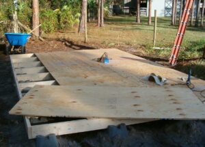 Pieces of wood being assembled